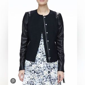 NWT Rebecca Taylor Twill Moto Jacket with Lather in Size 6